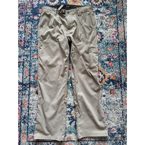 prAna Stretch Zion Pants Size Medx30L Khaki Nylon‎ Pockets Roll Up Leg Hiking - Picture 1 of 10
